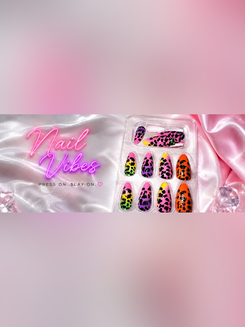 Neon Leopard Press-On Nail Set - 24 Nails + adhesive tabs